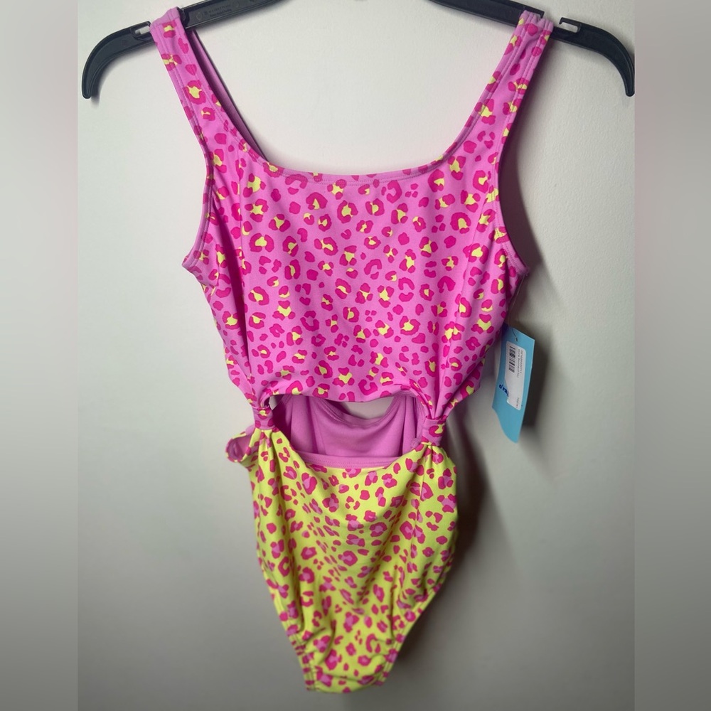 Pink and Yellow Leopard Print Swimsuit